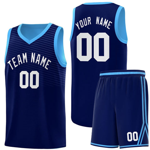 Custom Blue White Chest Slash Patttern Sports Uniform Basketball Jersey