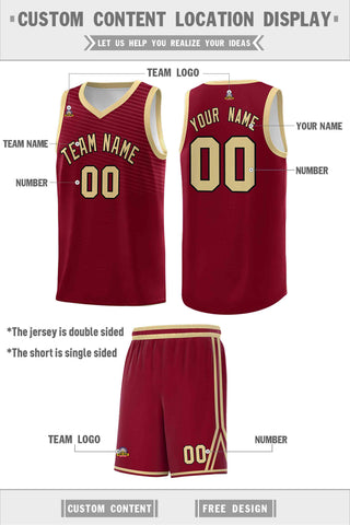 Custom Crimson White Chest Slash Patttern Double Side Sports Uniform Basketball Jersey