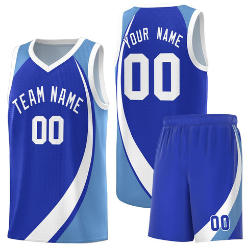 Custom Royal White-Light Blue Color Block Sports Uniform Basketball Jersey