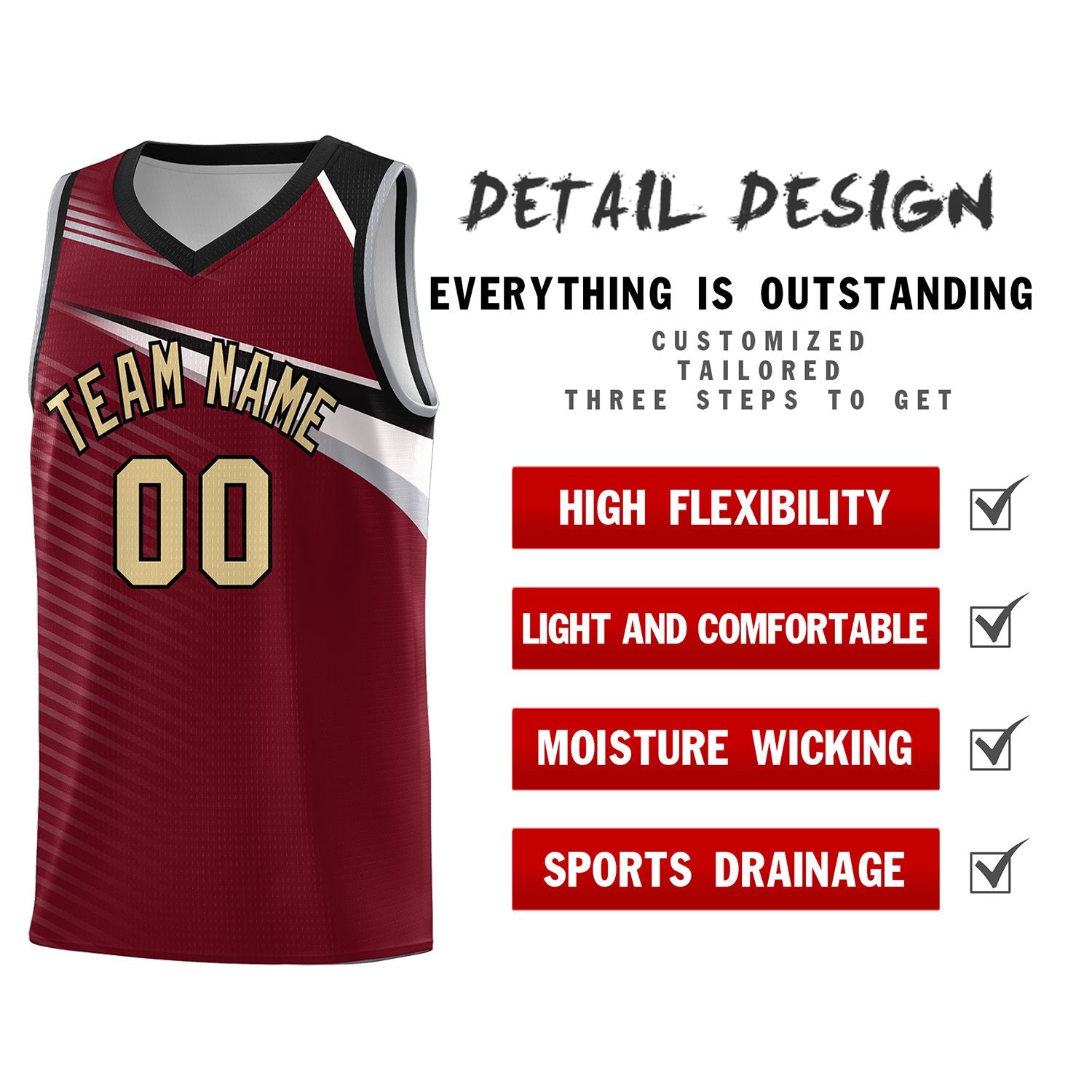 Custom Crimson Khaki-Black Chest Color Block Sports Uniform Basketball Jersey