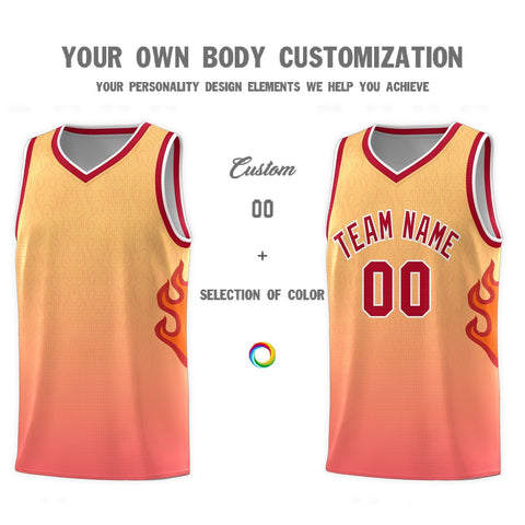 Custom Yellow Orange-Red Flame Gradient Fashion Sports Uniform Basketball Jersey