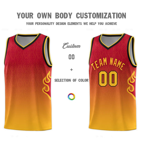 Custom Red Yellow Flame Gradient Fashion Sports Uniform Basketball Jersey