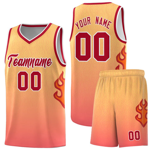 Custom Yellow Orange-Red Flame Gradient Fashion Sports Uniform Basketball Jersey