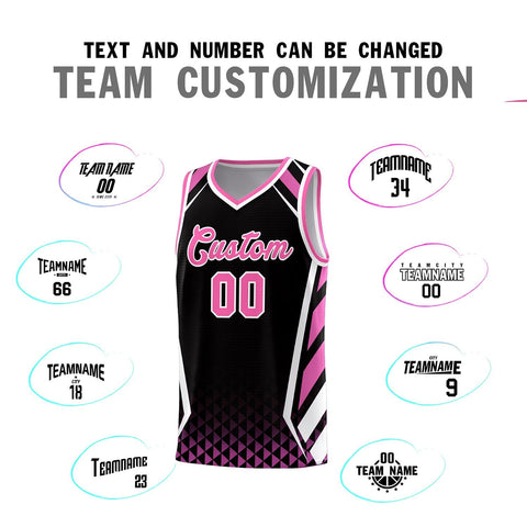 Custom Black Pink Diamond Pattern Side Slash Sports Uniform Basketball Jersey