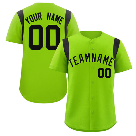 Custom Neon Green Black Classic Style Personalized Full Button Authentic Baseball Jersey