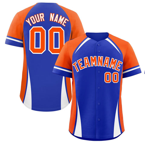 Custom Royal Orange-White Personalized Color Block Authentic Baseball Jersey