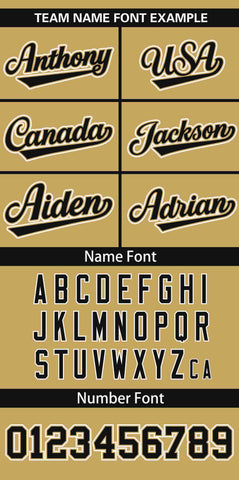 Custom Old Gold Black-White Personalized Color Block Authentic Baseball Jersey