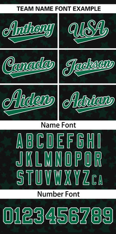 Custom Black Kelly Green Personalized Star Graffiti Pattern Authentic Baseball Jersey