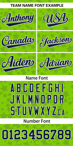 Custom Neon Green Navy Personalized Star Graffiti Pattern Authentic Baseball Jersey
