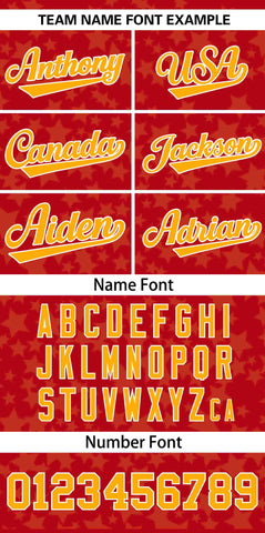 Custom Red Yellow Personalized Star Graffiti Pattern Authentic Baseball Jersey