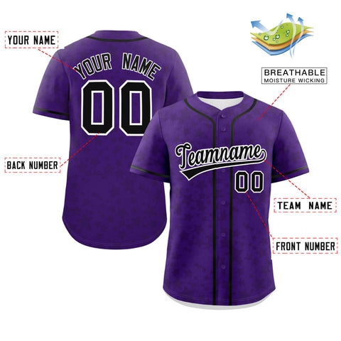 Custom Purple Black Personalized Star Graffiti Pattern Authentic Baseball Jersey