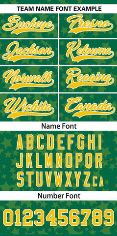 Custom Kelly Green Gold Personalized Star Graffiti Pattern Authentic Baseball Jersey