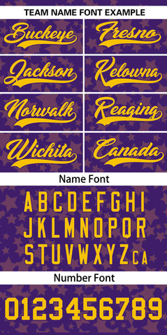 Custom Purple Gold Personalized Star Graffiti Pattern Authentic Baseball Jersey