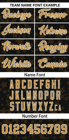Custom Black Old Gold Personalized Star Graffiti Pattern Authentic Baseball Jersey