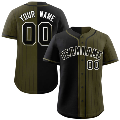 Custom Black Olive Stripe-Solid Combo Fashion Authentic Baseball Jersey