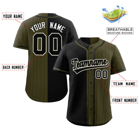 Custom Black Olive Stripe-Solid Combo Fashion Authentic Baseball Jersey