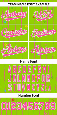 Custom Neon Green Pink Stripe Fashion Personalized Star Pattern Authentic Baseball Jersey