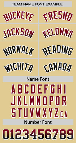 Custom Khaki Crimson-Black Personalized Gradient Font And Side Design Authentic Baseball Jersey