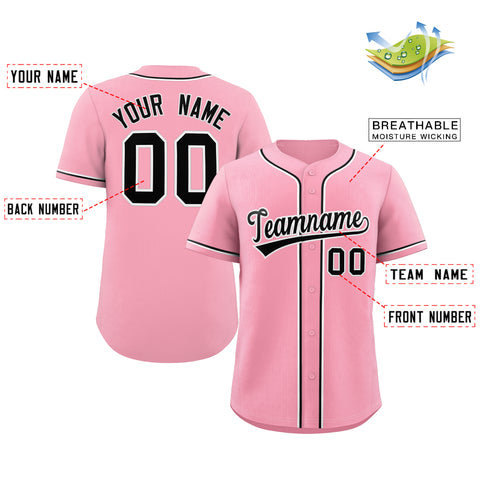 Custom Pink Black-White Classic Style Authentic Baseball Jersey for Men