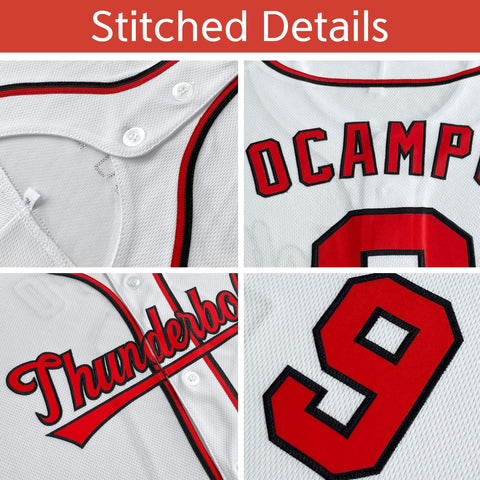 Custom Royal Red-White Personalized Color Block Authentic Baseball Jersey