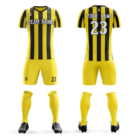 Custom Yellow White Casual Printing Sportswear Soccer Sets Jersey