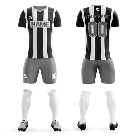 Custom Black Gray Casual Outdoor Soccer Sets Jersey