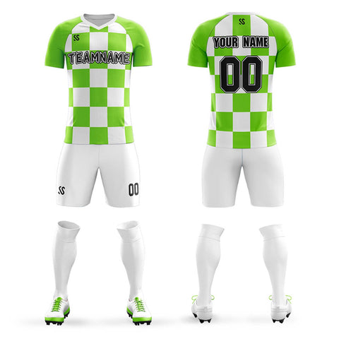 Custom Green Black Casual Outdoor Soccer Sets Jersey