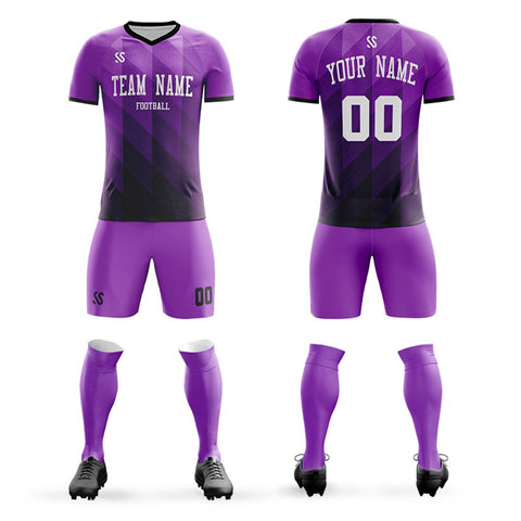 Custom Purple White Casual Outdoor Soccer Sets Jersey