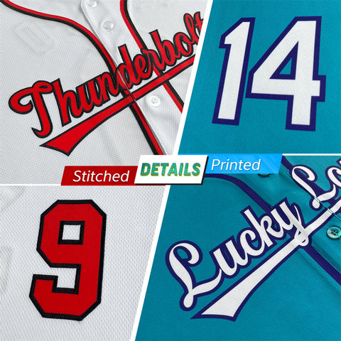Custom Teal Navy-Red Gradient Fashion Authentic Baseball Jersey
