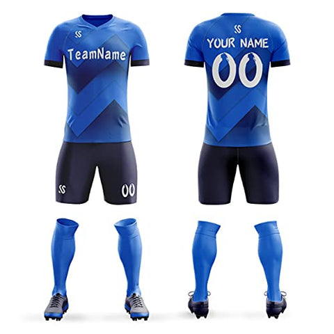 Custom Royal White-Blue Sports Training Soccer Sets Jersey