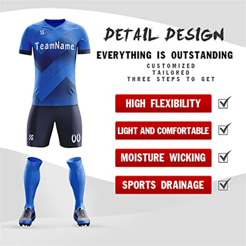 Custom Royal White-Blue Sports Training Soccer Sets Jersey