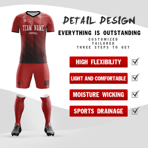Custom Red White Casual Outdoor Soccer Sets Jersey