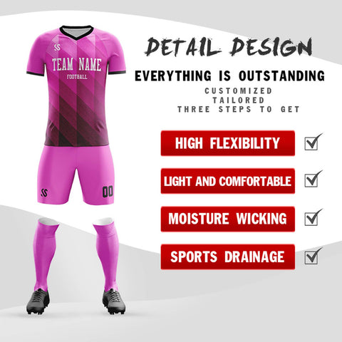 Custom Pink White Outdoor Soccer Sets Jersey