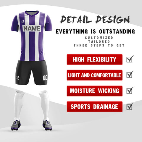Custom Purple Gray Casual Outdoor Soccer Sets Jersey