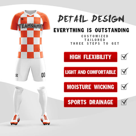 Custom Orange Black Casual Outdoor Soccer Sets Jersey