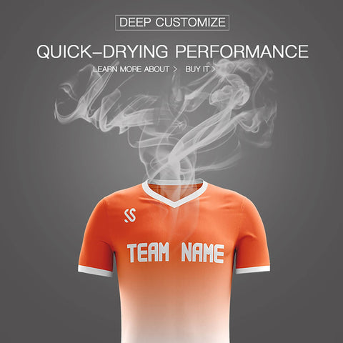 Custom Orange White Casual Printing Sportswear Soccer Sets Jersey