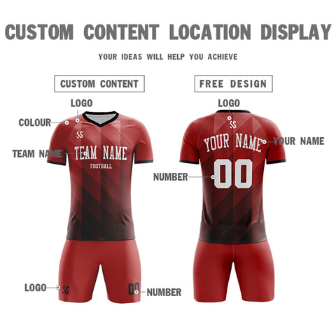 Custom Red White Casual Outdoor Soccer Sets Jersey