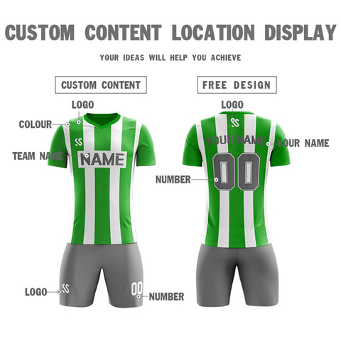 Custom Green Gray Casual Outdoor Soccer Sets Jersey