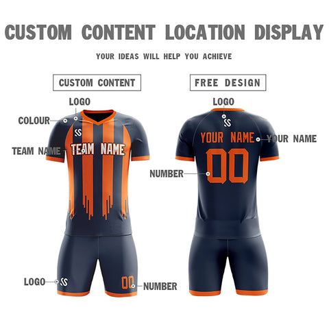 Custom Navy Printing Outdoor Tracksuit Soccer Sets Jersey
