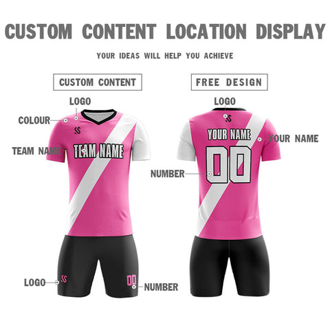 Custom Pink White Casual Printing Sportswear Soccer Sets Jersey