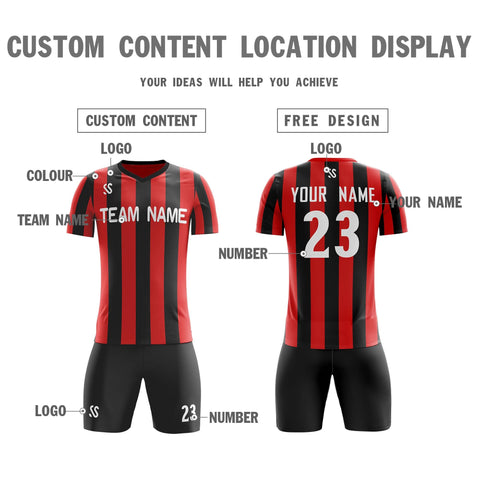 Custom Red White Casual Printing Sportswear Soccer Sets Jersey