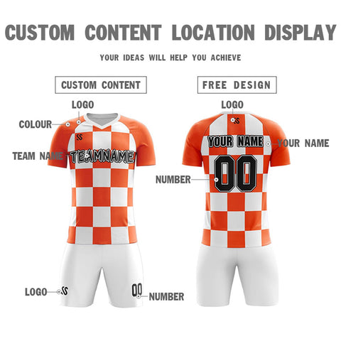 Custom Orange Black Casual Outdoor Soccer Sets Jersey