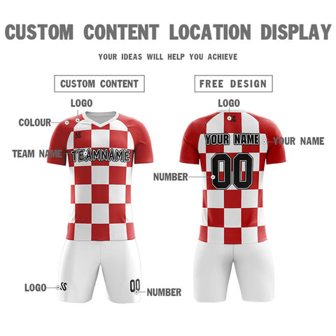 Custom Red Black Outdoor Soccer Sets Jersey