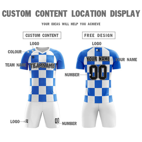 Custom Light Blue Black Casual Outdoor Soccer Sets Jersey
