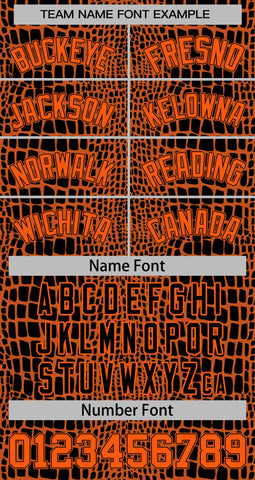 Custom Orange Black Crocodile Graffiti Pattern Authentic Sleeveless Baseball Jersey