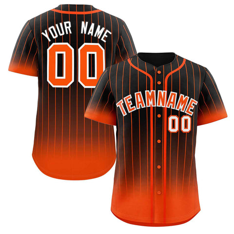 Custom Black Orange-White Gradient Stripe Fashion Authentic Baseball Jersey