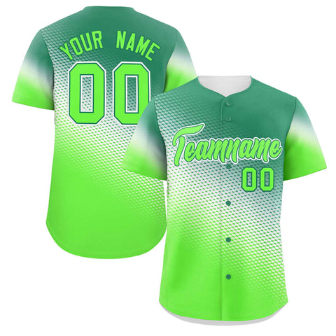 Custom Kelly Green Neon Green Tiny Spot Gradient Fashion Authentic Baseball Jersey