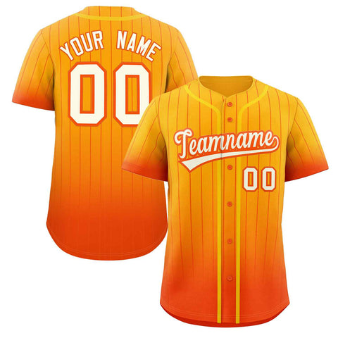 Custom Yellow Orange-White Gradient Stripe Fashion Authentic Baseball Jersey
