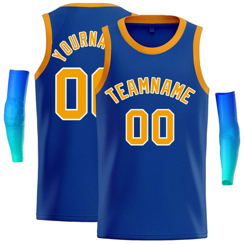 Custom Royal Yellow-White Classic Tops Casual Basketball Jersey