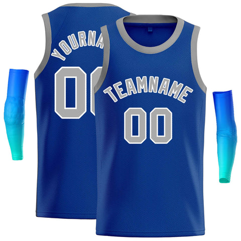 Custom Royal Gray-White Classic Tops Casual Basketball Jersey